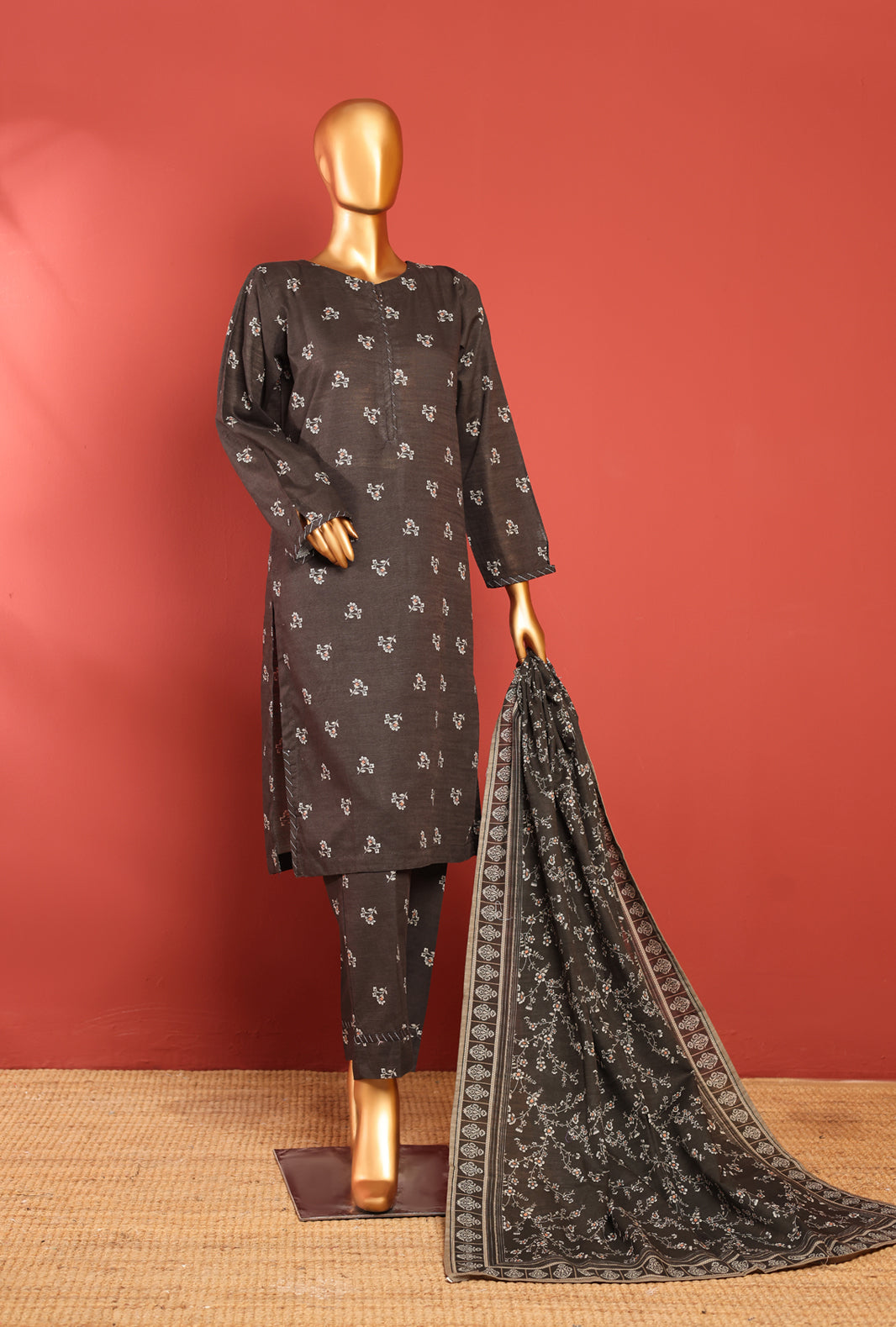 BLACK - KPD-10 - Khaddar Prints Stitched 3 Piece - Ready To Wear ...