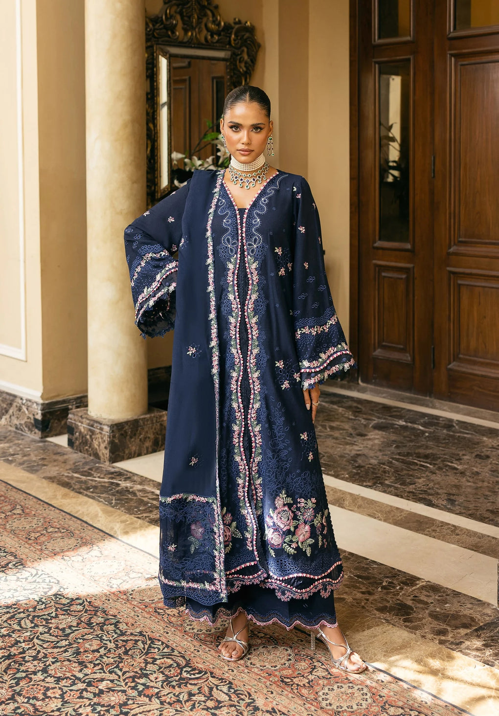 3-PC Unstitched Embroidered Karandi Luxury Winter Collection By Elaf Premium | EWK-6B AMBER HAZE