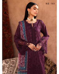 3-PC Unstitched Chicken kari Doriya Lawn By Nureh | NE-161 3-PC Unstitched Chicken kari Doriya Lawn By Nureh | NE-161