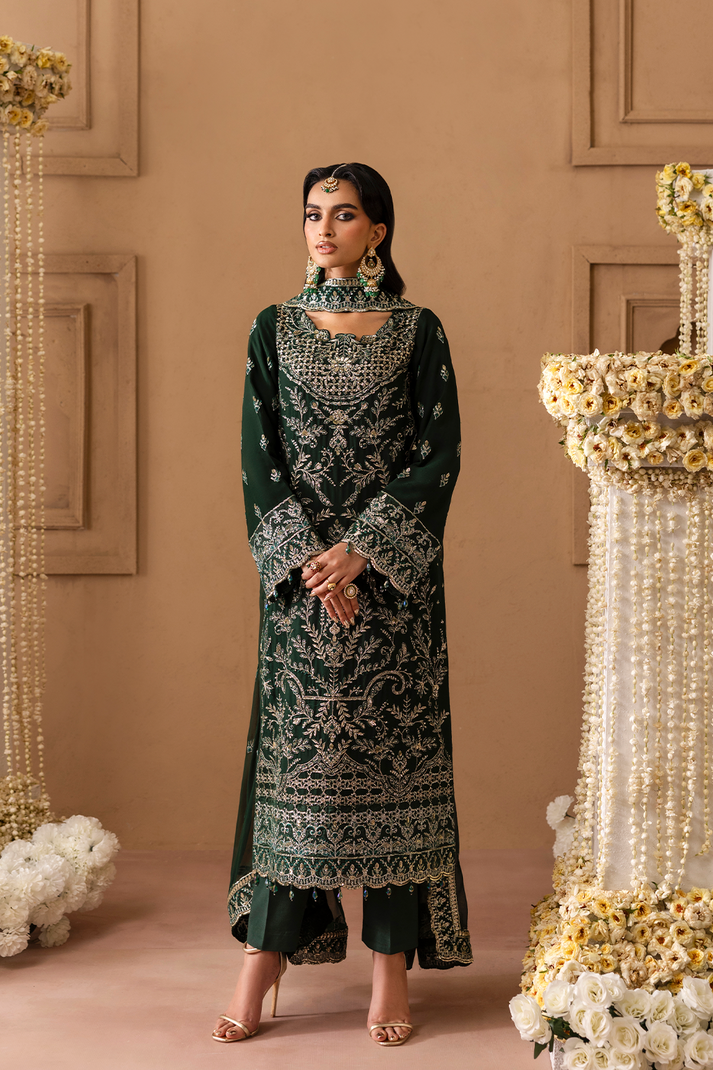3-PC Unstitched Chiffon Embroidered Sheherzadi By Emaan Adeel | VANIA