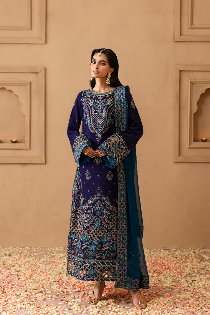3-PC Unstitched Chiffon Embroidered Sheherzadi By Emaan Adeel | Dalia