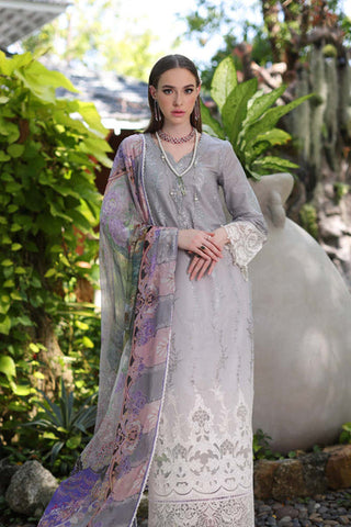D1-B Grey Ombre | 3PC Unstitched Luxury Chikankari Lawn Noor By Sadia Asad