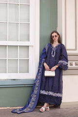 3-PC Unstitched Embroidered Lawn Noor By Saadi Asad | D7- Navy Blue 3-PC Unstitched Embroidered Lawn Noor By Saadi Asad | D7- Navy Blue
