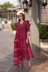 3-PC Unstitched Embroidered Lawn Noor By Saadi Asad | D9- Fusia Ombre 3-PC Unstitched Embroidered Lawn Noor By Saadi Asad | D9- Fusia Ombre