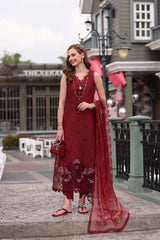 3-PC Unstitched Embroidered Lawn Noor By Saadi Asad | D1- Mulberry Red 3-PC Unstitched Embroidered Lawn Noor By Saadi Asad | D1- Mulberry Red