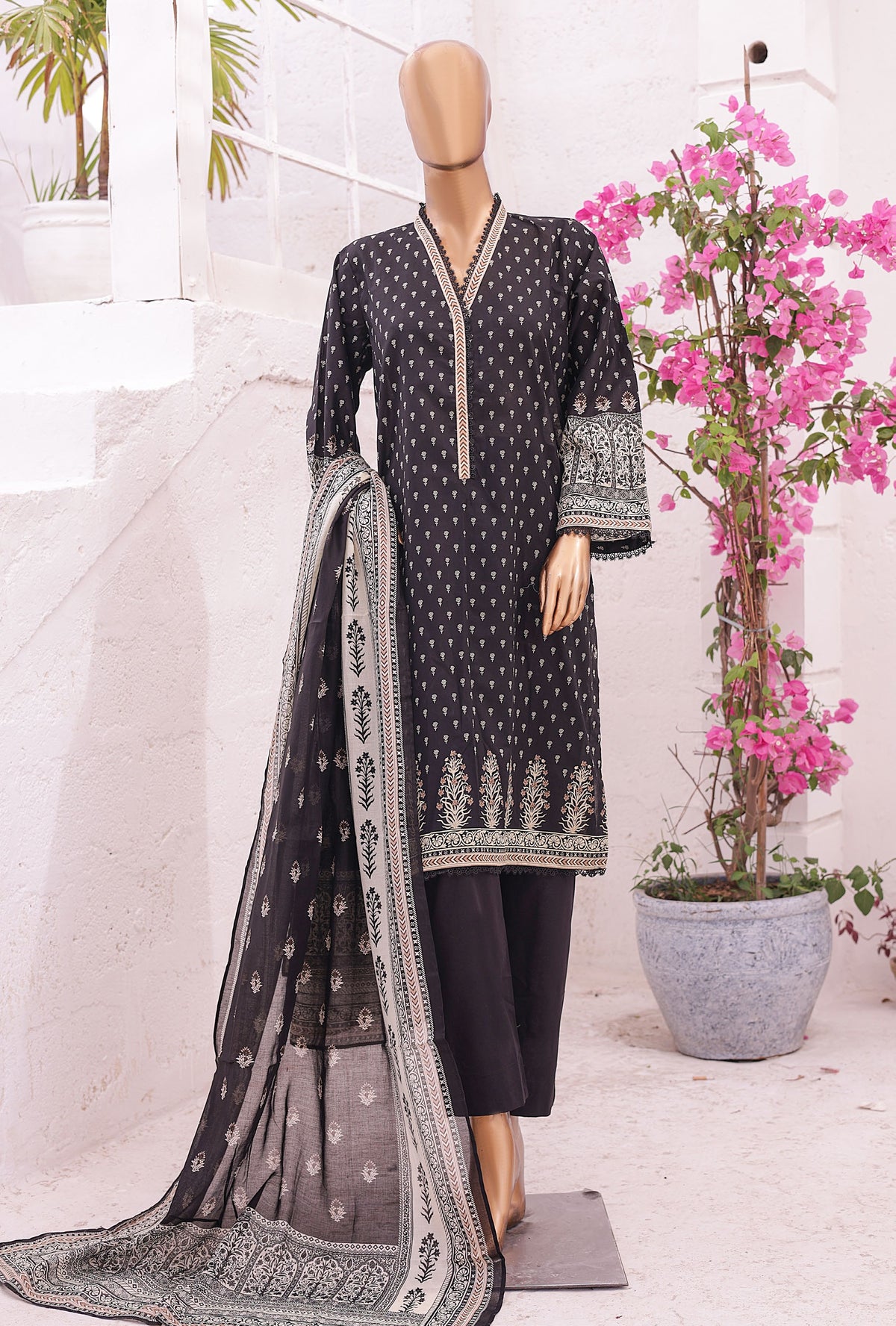 09 | 3PC Stitched Printed Lawn By Bin Saeed