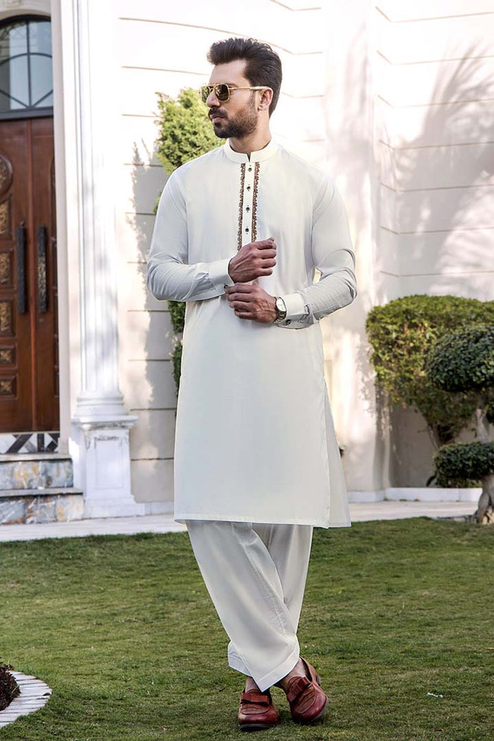 EG -1446 | Semi-Stitched Summer White Series Eid Gala By Riwaj Men Swear