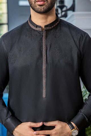 EG -1453 | Semi-Stitched Summer Black & Blue Series Eid Gala By Riwaj Men Swear