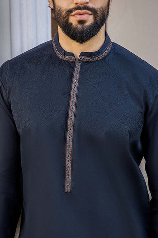 EG -1454 | Semi-Stitched Summer Black & Blue Series Eid Gala By Riwaj Men Swear