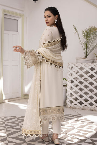 HL-07 Ivory | 3PC Unstitched Luxury Lawn Collection Kiamora By Raeesa Premium