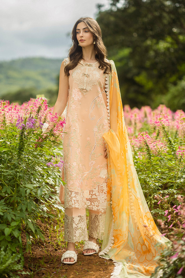 Unstitched 3-PC Chikan Embroidered Lawn Hemline Secret Garden By Mushq | Moonlit Petals