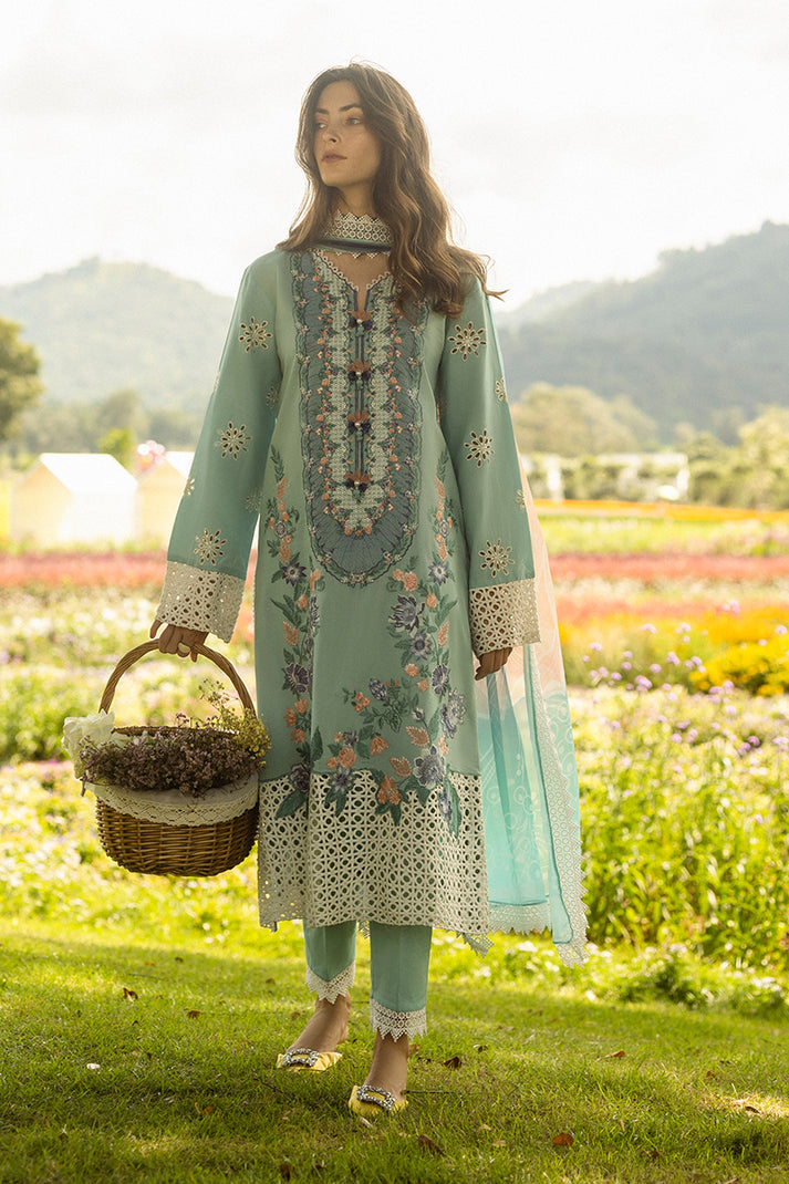 Unstitched 3-PC Chikan Embroidered Lawn Hemline Secret Garden By Mushq | Whimsical Wisteria