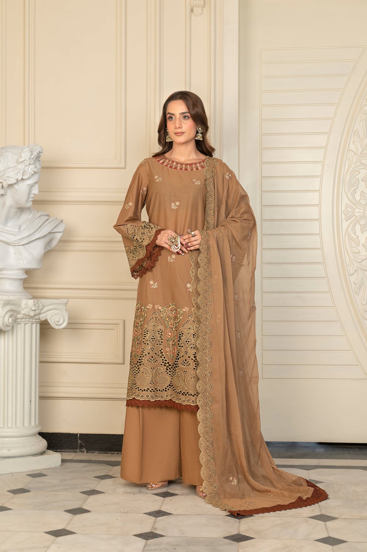3-PC Unstitched Lawn Shirt Crinkle Embroidered Dupatta Nayab By Wania | WL-378