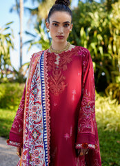 02 | ENZO RED | 3PC Unstitched Suay Lawn By Farah Talib Aziz