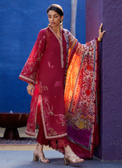 02 | ENZO RED | 3PC Unstitched Suay Lawn By Farah Talib Aziz