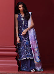 04 | IZEA BLUE | 3PC Unstitched Suay Lawn By Farah Talib Aziz