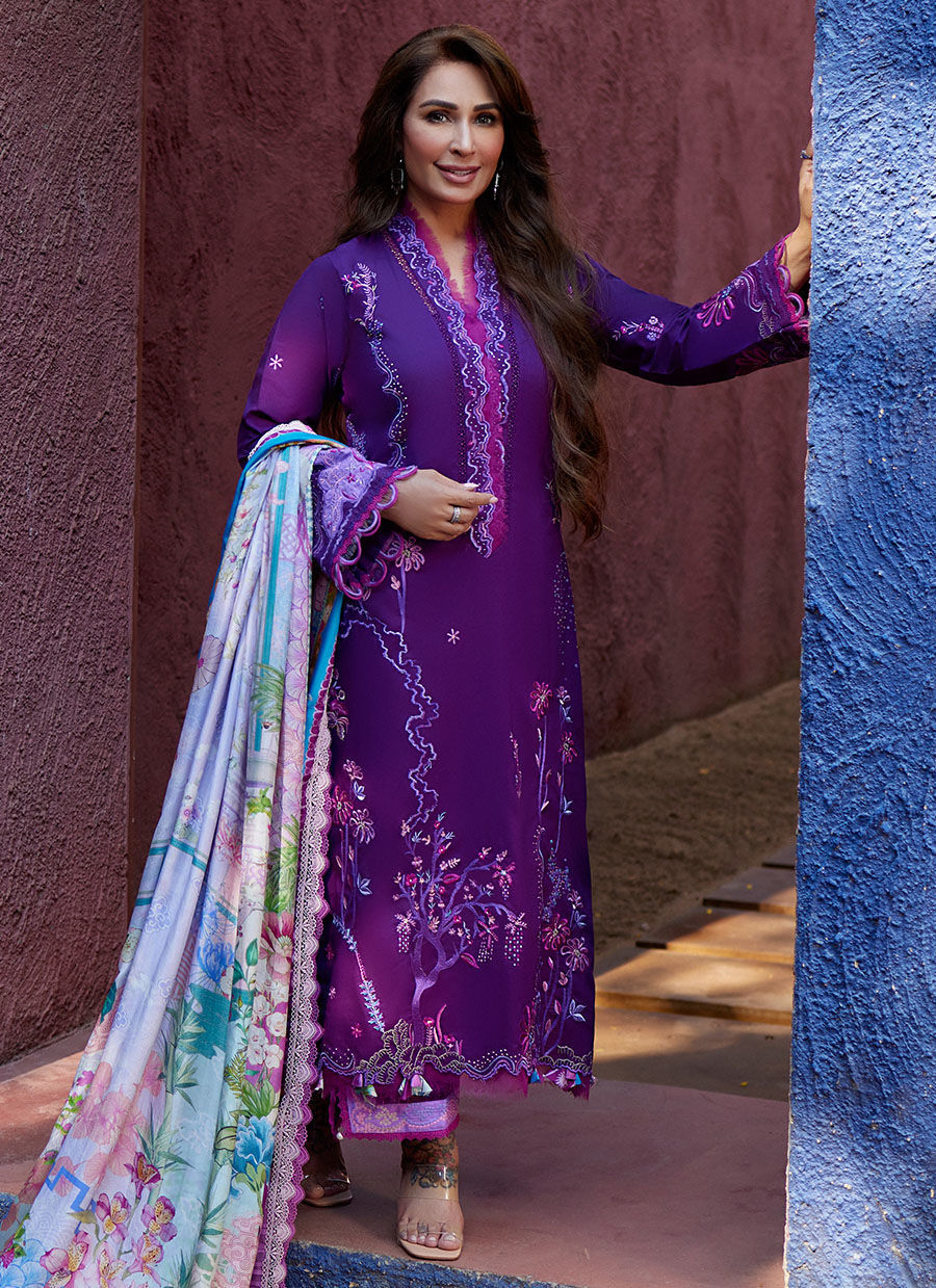 07 | YURI PURPLE | 3PC Unstitched Suay Lawn By Farah Talib Aziz