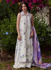 3-PC Unstitched Embroidered Composed Luxury Lawn By FTA | Evita Ivory