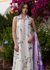 3-PC Unstitched Embroidered Composed Luxury Lawn By FTA | Evita Ivory