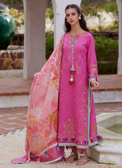 3-PC Unstitched Embroidered Composed Luxury Lawn By FTA | Palmira Pink