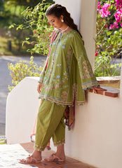 3-PC Unstitched Embroidered Composed Luxury Lawn By FTA | Carmen Kiwi