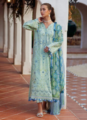 3-PC Unstitched Embroidered Luxury Lawn By Farah Talib Aziz | Marcia Mint