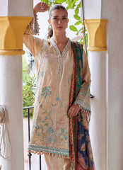 3-PC Unstitched Embroidered Composed Luxury Lawn By FTA | Isabella Sand