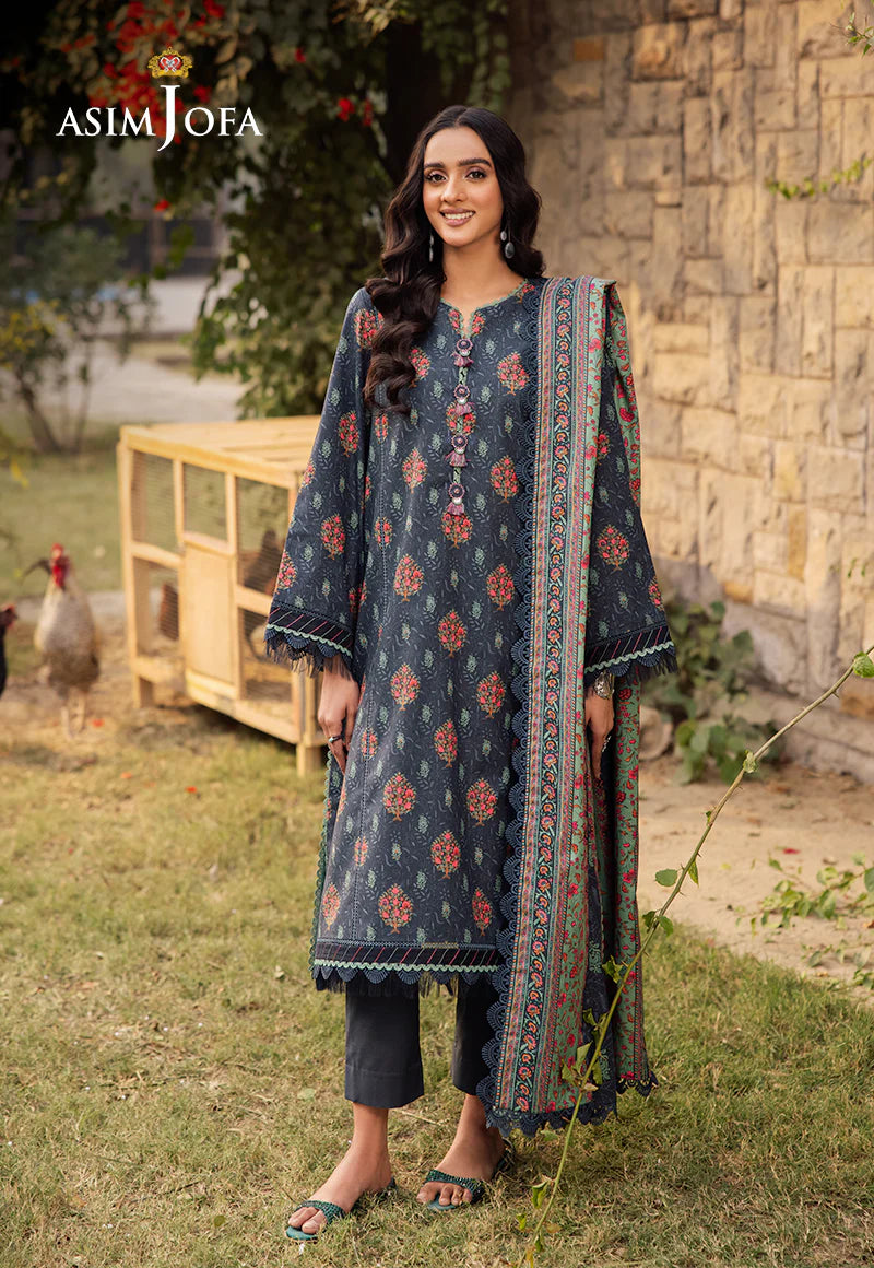 AJUBJ-17 | 3Pc Unstitched Lawn Suit Vol 3 Prints By Asim Jofa