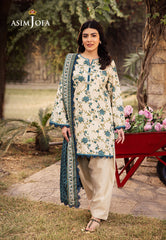 AJUBJ-34 | 3Pc Unstitched Suit Printed Lawn Vol 4 Essential By Asim Jofa
