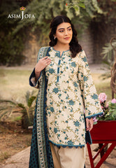 AJUBJ-34 | 3Pc Unstitched Suit Printed Lawn Vol 4 Essential By Asim Jofa