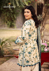 AJUBJ-34 | 3Pc Unstitched Suit Printed Lawn Vol 4 Essential By Asim Jofa