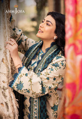AJUBJ-34 | 3Pc Unstitched Suit Printed Lawn Vol 4 Essential By Asim Jofa