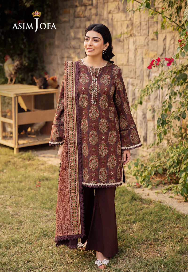 AJUBJ-23 | 3Pc Unstitched Lawn Suit Vol 3 Prints By Asim Jofa