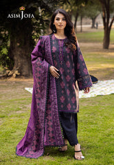 AJUBJ-24 | 3Pc Unstitched Suit Printed Lawn Vol 4 Essential By Asim Jofa