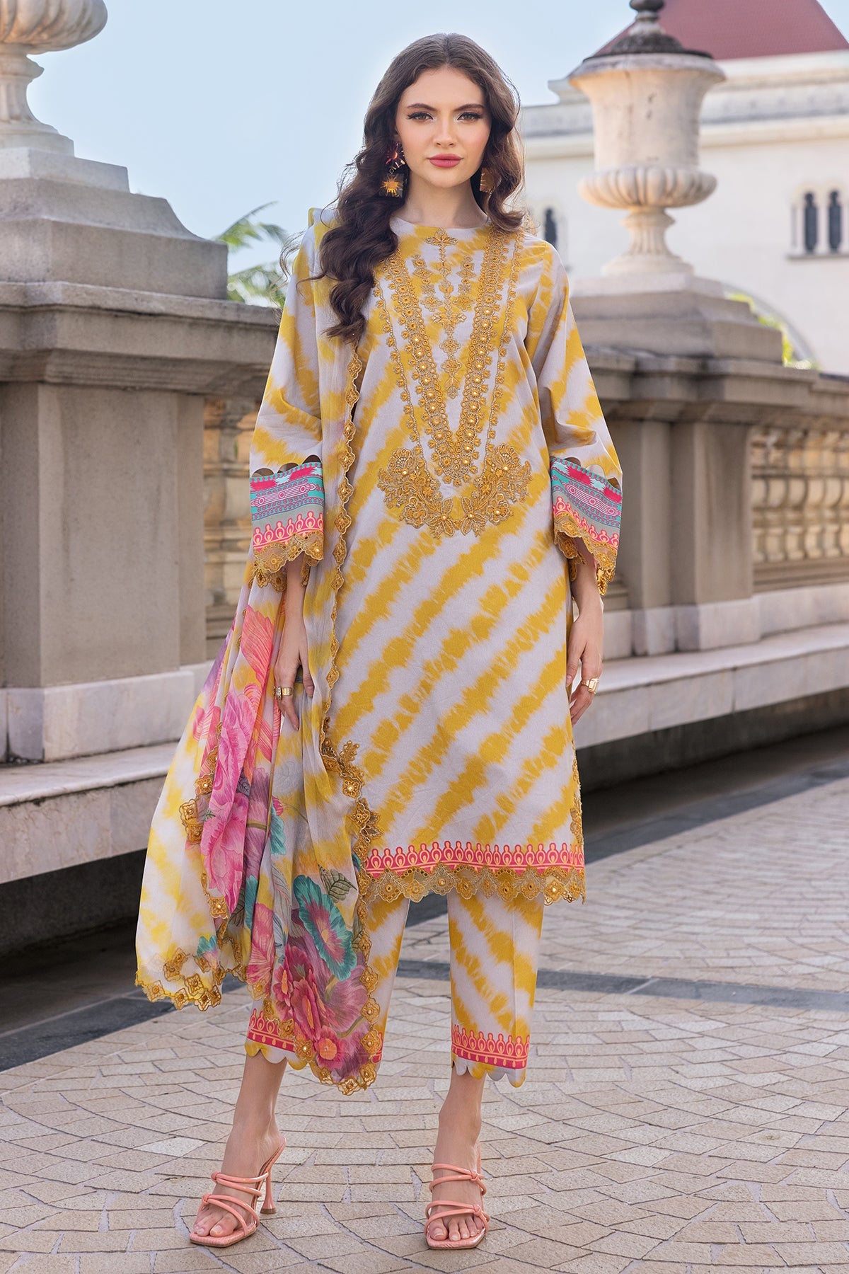 AG5-04 | 3Pc Unstitched Suit Embroidered Lawn Aghaz E Nou By Charizma