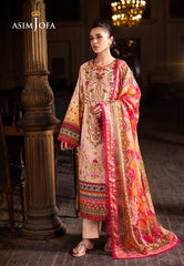 AJUBJ-02 | 3Pc Unstitched Suit Printed Embroidered Lawn Vol 4 Essential By Asim Jofa