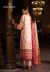AJUBJ-02 | 3Pc Unstitched Suit Printed Embroidered Lawn Vol 4 Essential By Asim Jofa