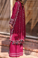 01-Garnet Glam | 3PC Unstitched Eid Festive Lawn Kaavish By Farasha