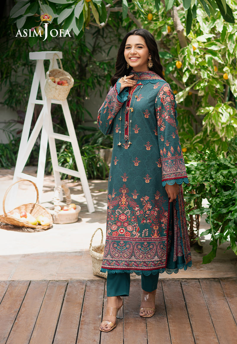 AJUUB-26 | 3Pc Unstitched Suit Printed Lawn Vol 4 Essential By Asim Jofa