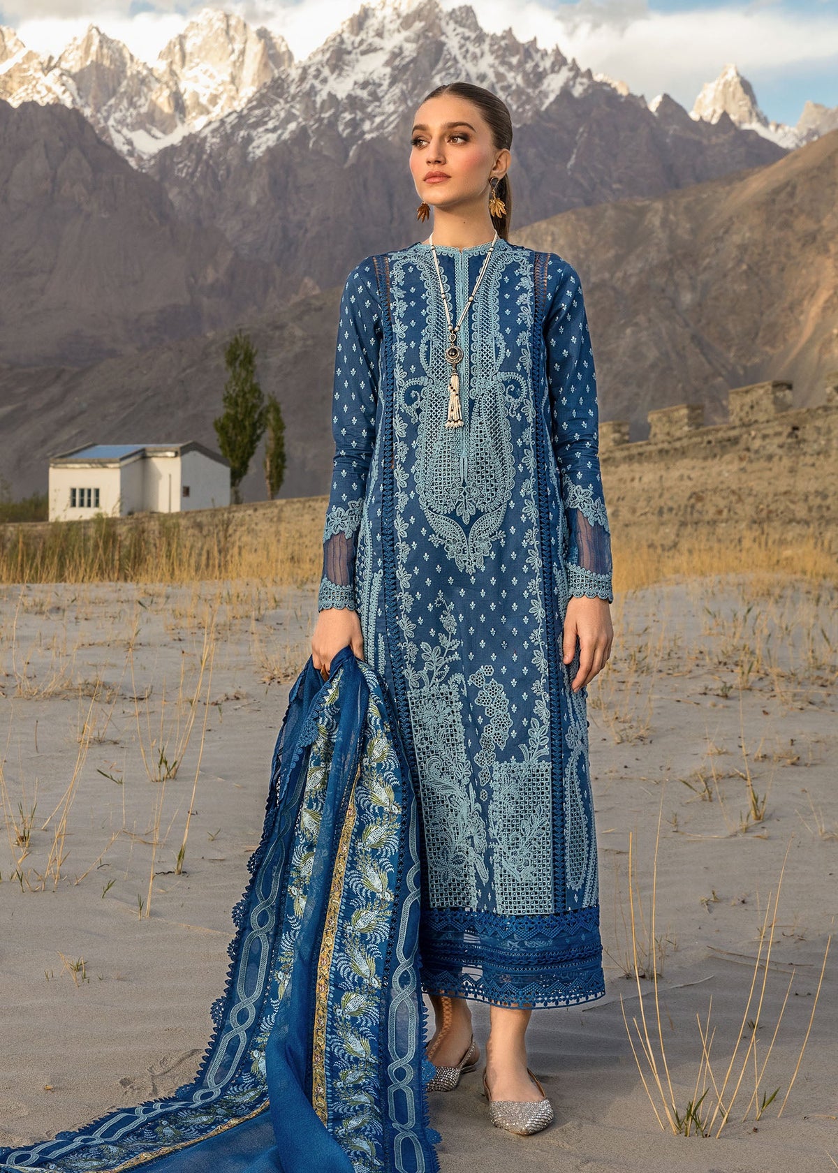 Dancing Paisleys - Cobalt | 3PC Unstitched Suit Lawn By Crimson