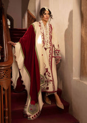 D6-Ivory | 3Pc Unstitched Suit Winter Embroidered Aaleen By Crimson