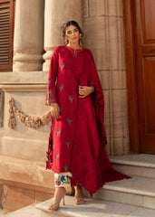 D1-Ruby | 3Pc Unstitched Suit Winter Embroidered Aaleen By Crimson