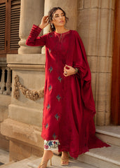 D1-Ruby | 3Pc Unstitched Suit Winter Embroidered Aaleen By Crimson