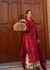 D1-Ruby | 3Pc Unstitched Suit Winter Embroidered Aaleen By Crimson