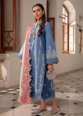 D4-Periwinkle | 3Pc Unstitched Suit Winter Embroidered Aaleen By Crimson