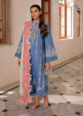 D4-Periwinkle | 3Pc Unstitched Suit Winter Embroidered Aaleen By Crimson