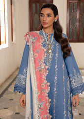 D4-Periwinkle | 3Pc Unstitched Suit Winter Embroidered Aaleen By Crimson