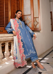 D4-Periwinkle | 3Pc Unstitched Suit Winter Embroidered Aaleen By Crimson