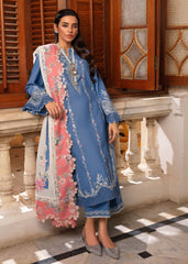 D4-Periwinkle | 3Pc Unstitched Suit Winter Embroidered Aaleen By Crimson