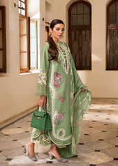 D3-Sage Green | 3Pc Unstitched Suit Winter Embroidered Aaleen By Crimson